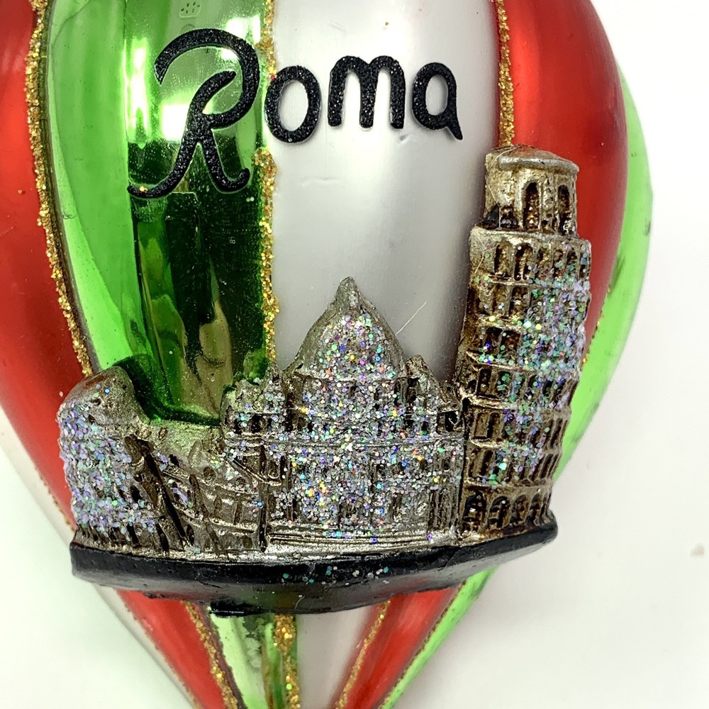 Blown Glass 6" Hot Air Balloon Ornament Rome/Roma Italy Travel w Basket & Santa - Picture 7 of 9